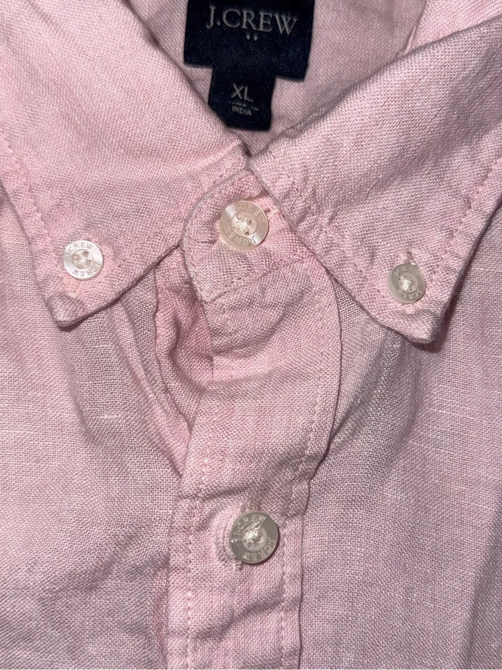 J Crew Men's XL light Pink Linen Cotton Button-down Long Sleeve Shirt Slim Fit